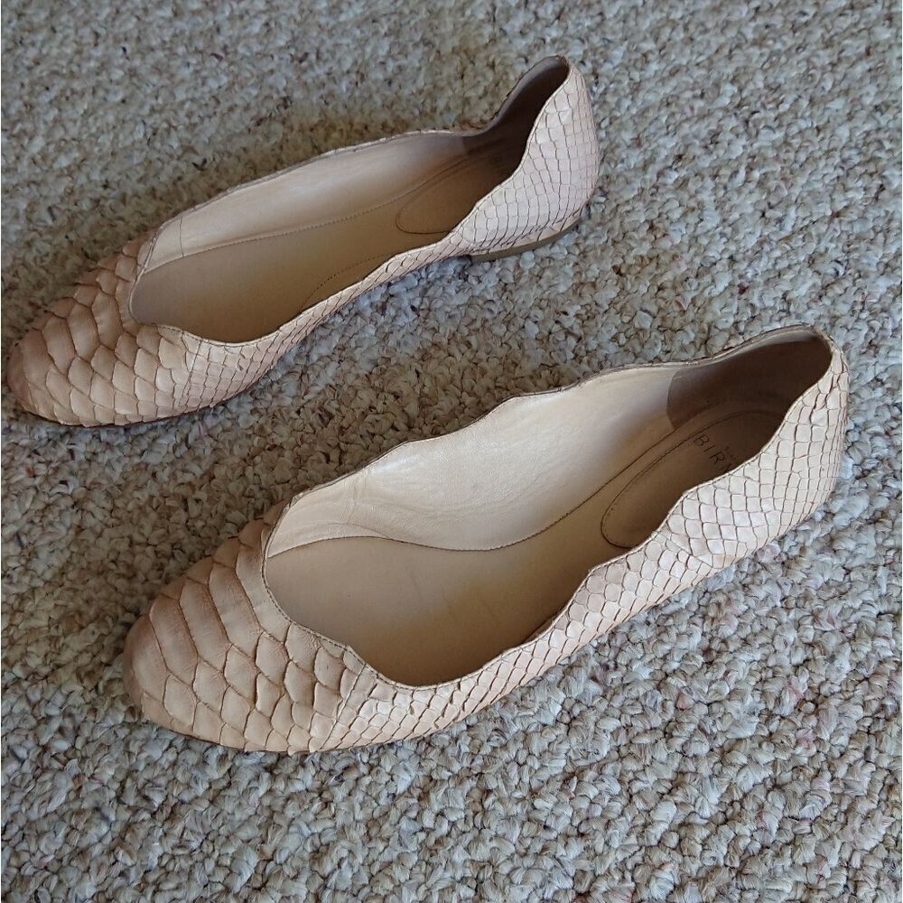 Alexandre Birman Scalloped Python Flat Pink Beige… - image 5